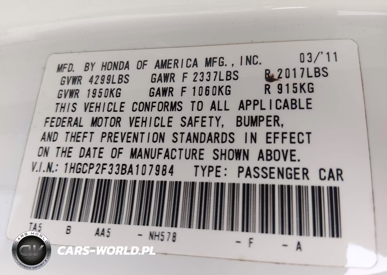 2011 Honda Accord 2.4 Lx VIN:1HGCP2F33BA107984 - 9