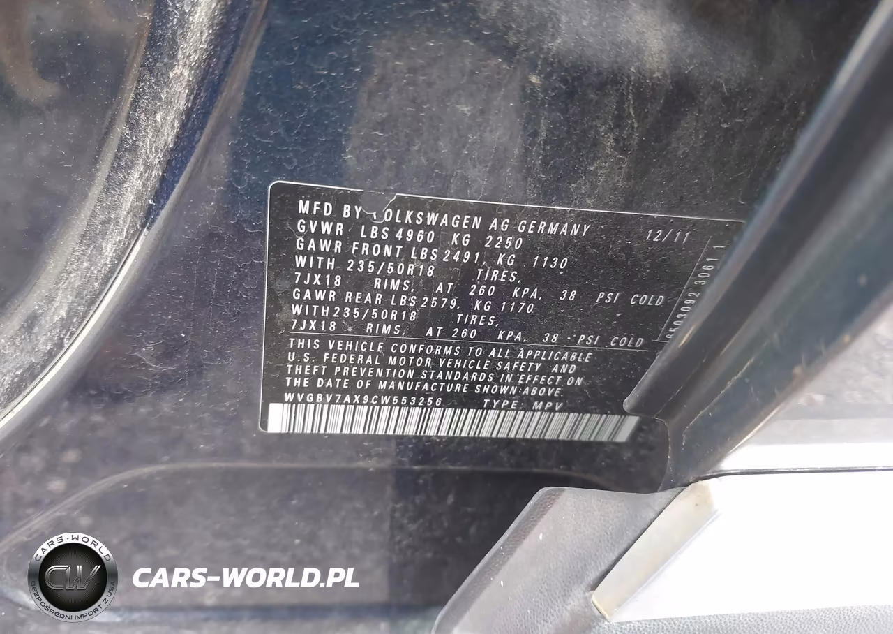 2012 Volkswagen Tiguan Se VIN:WVGBV7AX9CW553256 - 9