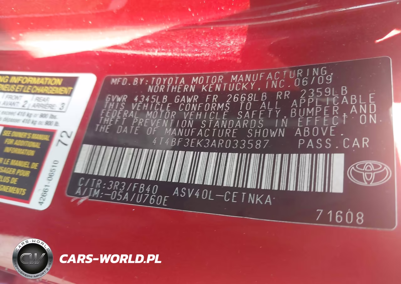 2010 Toyota Camry Le VIN:4T4BF3EK3AR033587 - 9