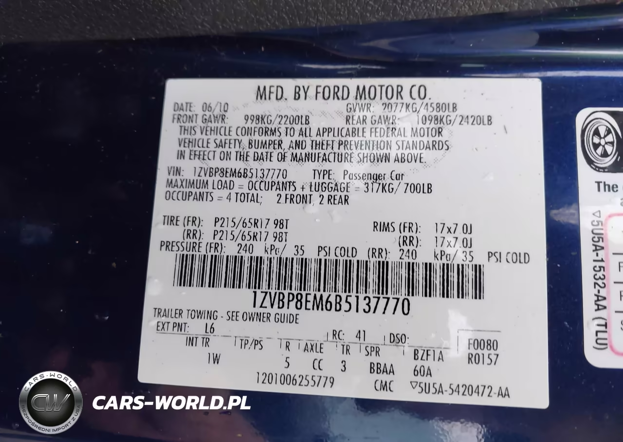 2011 Ford Mustang V6 VIN:1ZVBP8EM6B5137770 - 9