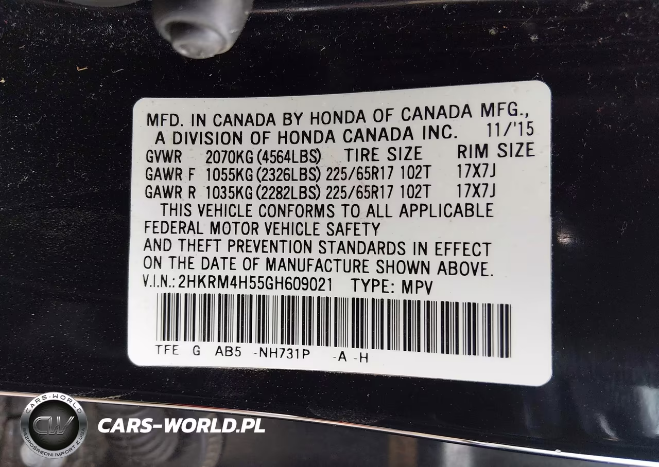 2016 Honda Cr-V Ex VIN:2HKRM4H55GH609021 - 9