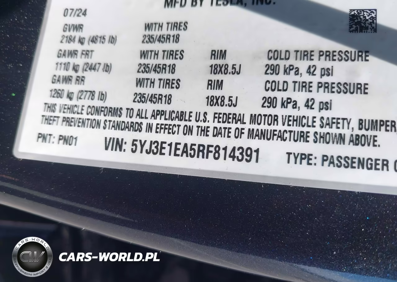 2024 Tesla Model 3 Long Range Dual Motor All-Wheel Drive-Rear-Wheel Drive VIN:5YJ3E1EA5RF814391 - 9