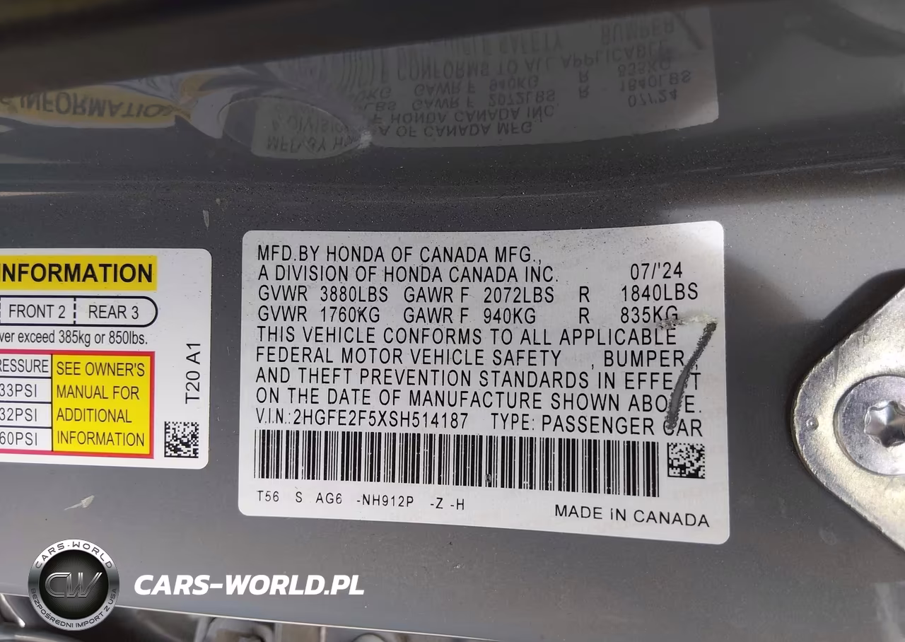 2025 Honda Civic Sport VIN:2HGFE2F5XSH514187 - 9