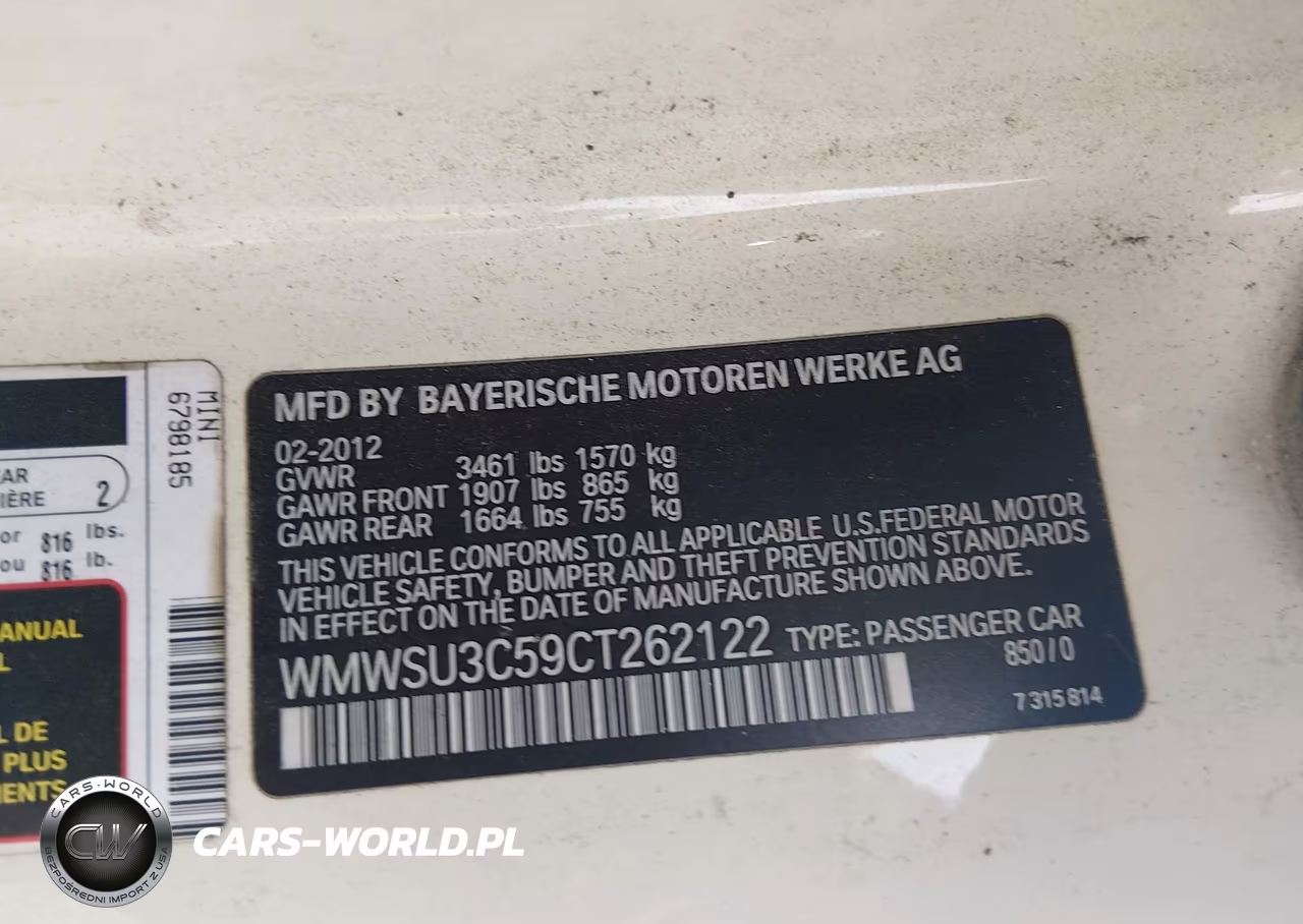 2012 Mini Cooper VIN:WMWSU3C59CT262122 - 9