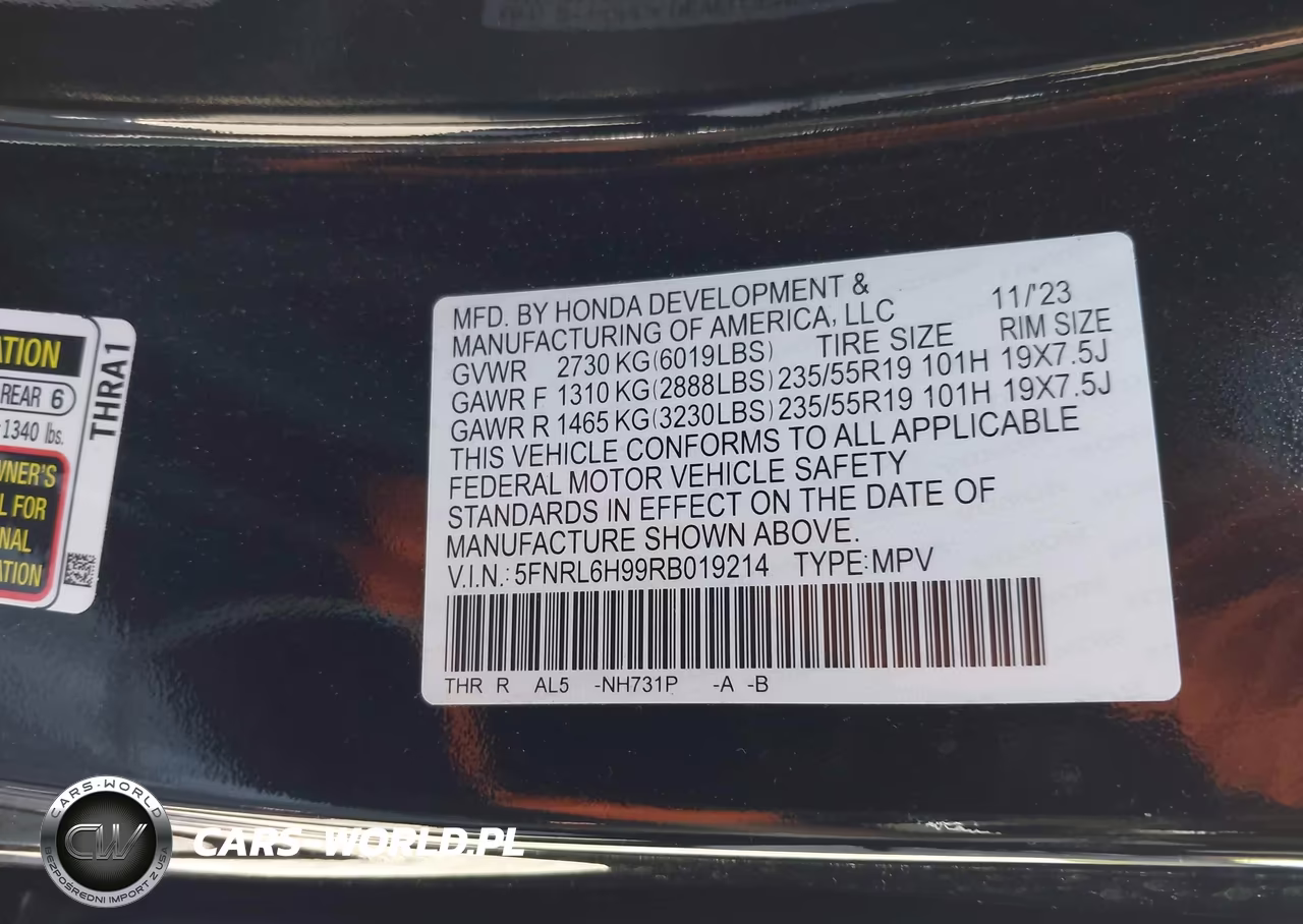 2024 Honda Odyssey Elite VIN:5FNRL6H99RB019214 - 9