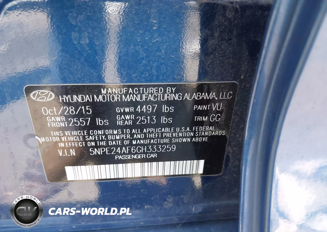 2016 Hyundai Sonata Se VIN:5NPE24AF6GH333259 - 9