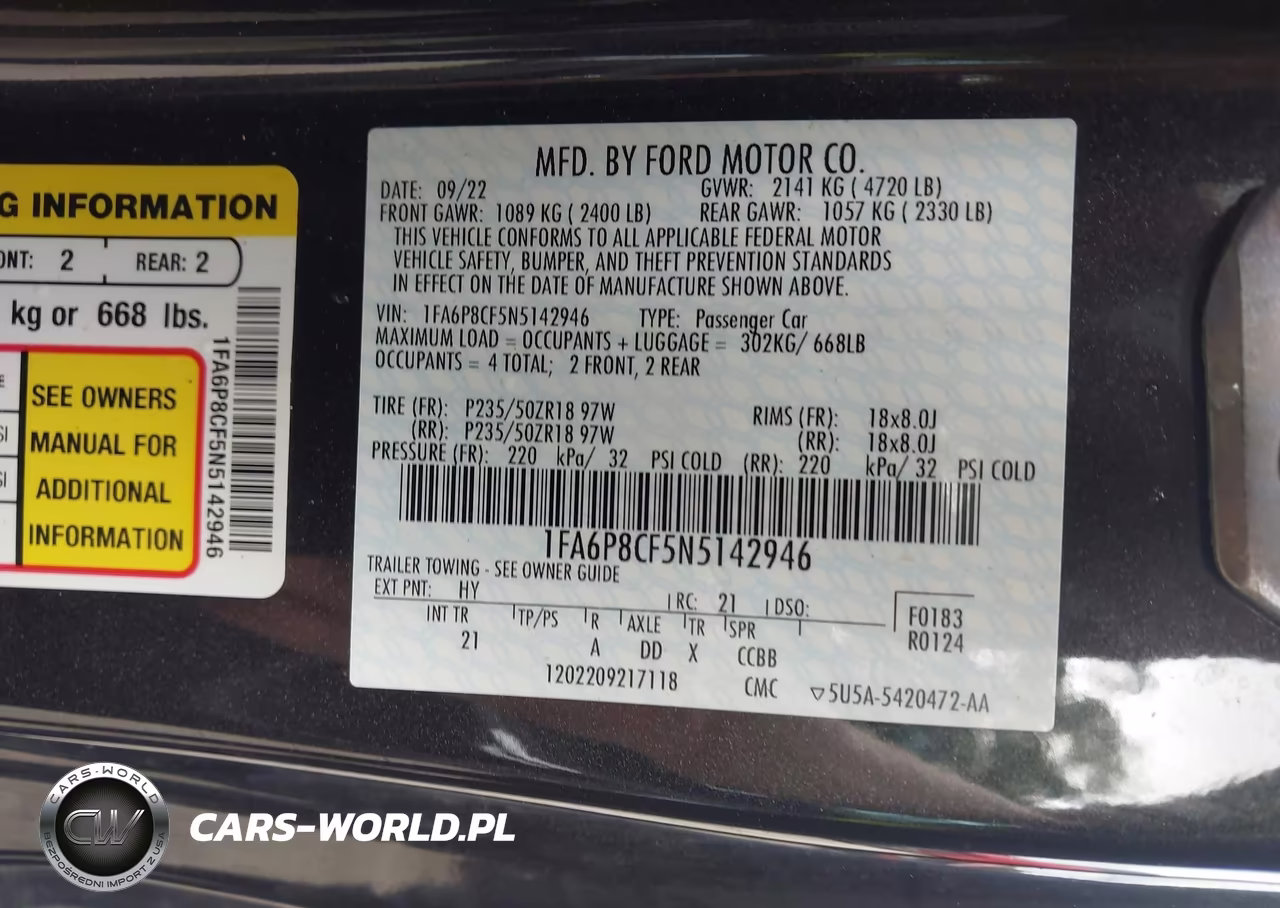 2022 Ford Mustang Gt Fastback VIN:1FA6P8CF5N5142946 - 9