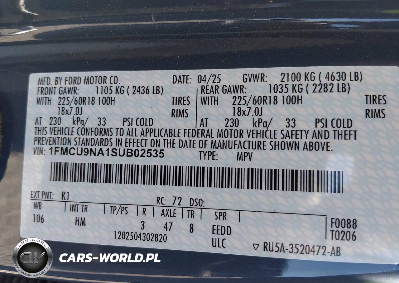 2025 Ford Escape St-Line Select VIN:1FMCU9NA1SUB02535 - 9
