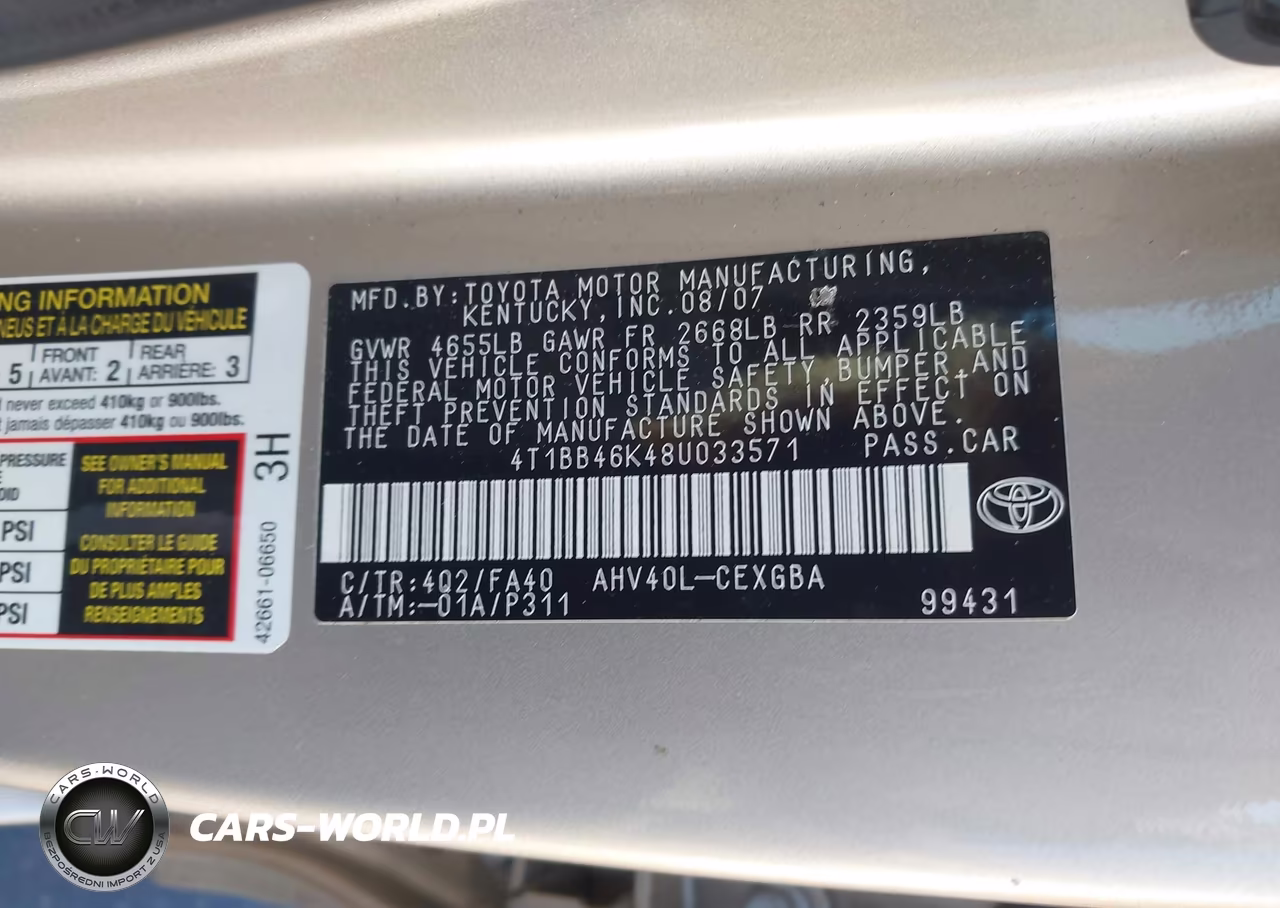 2008 Toyota Camry Hybrid VIN:4T1BB46K48U033571 - 9