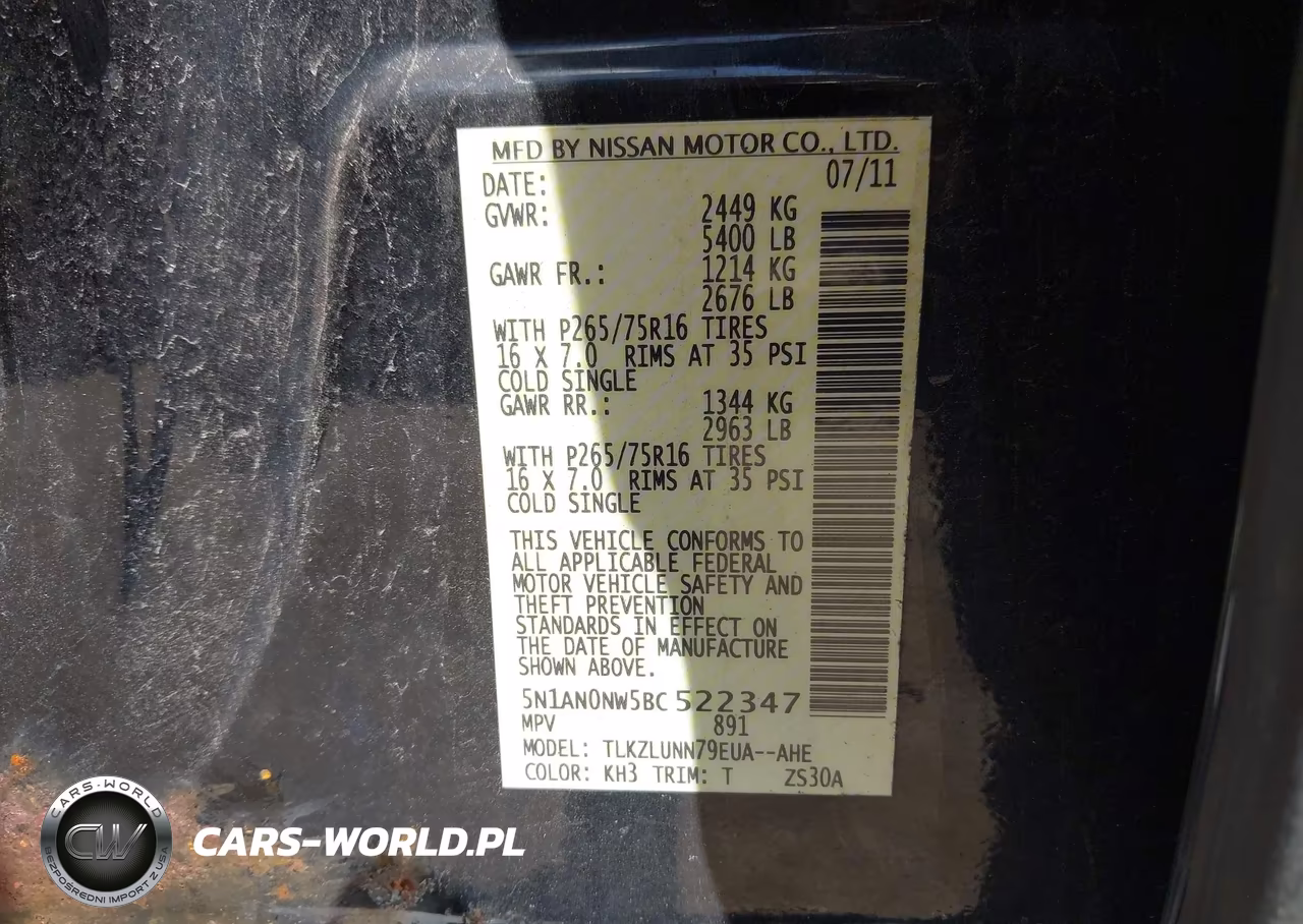 2011 Nissan Xterra Pro-4X VIN:5N1AN0NW5BC522347 - 9