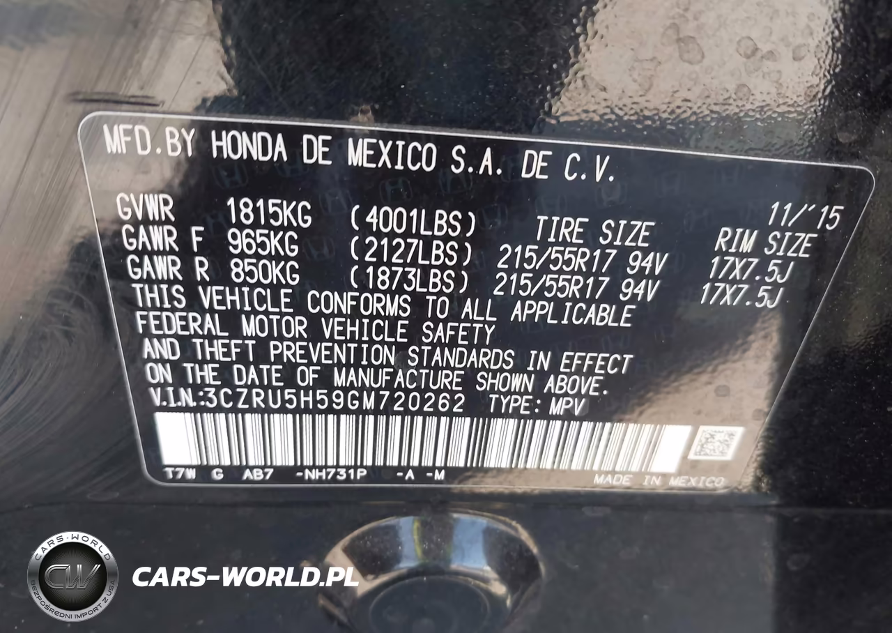 2016 Honda Hr-V Ex VIN:3CZRU5H59GM720262 - 9