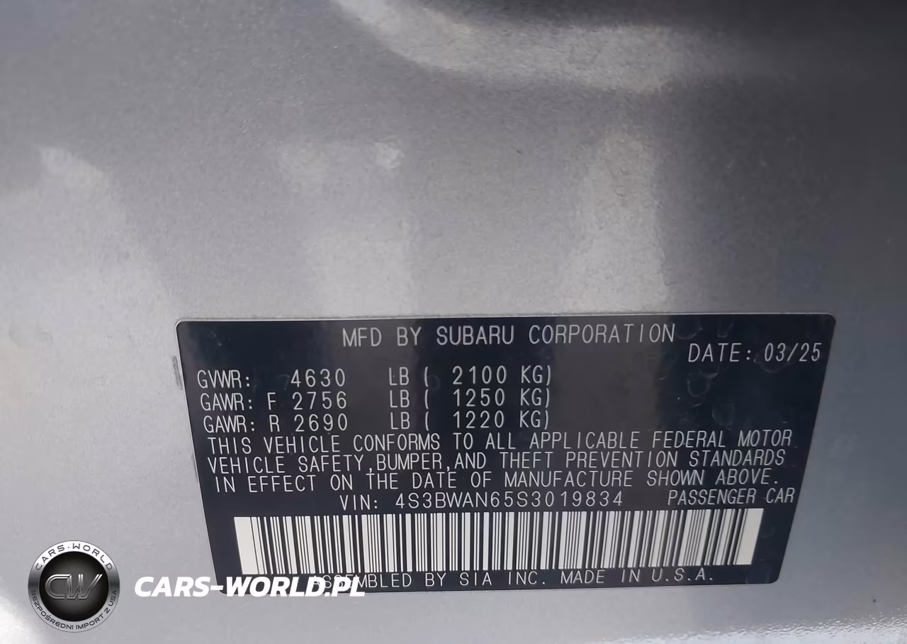 2025 Subaru Legacy Limited VIN:4S3BWAN65S3019834 - 9