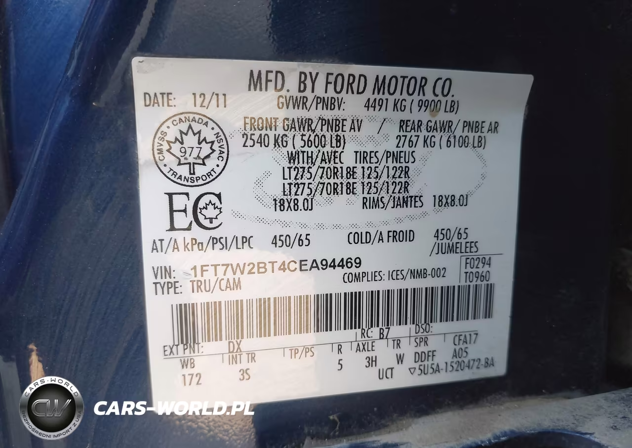 2012 Ford Super Duty F-250 Srw Xlt VIN:1FT7W2BT4CEA94469 - 9