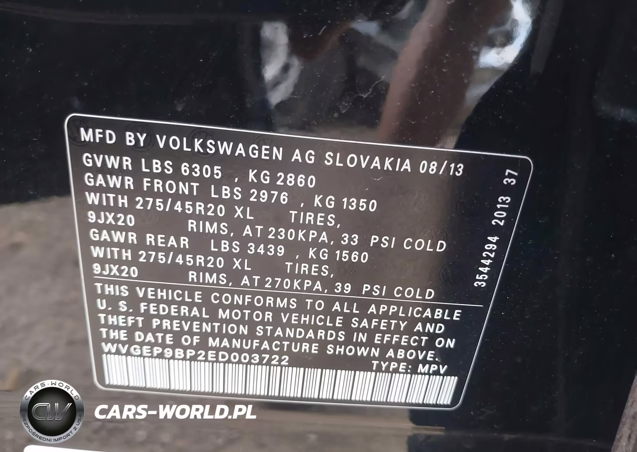2014 Volkswagen Touareg Tdi Executive VIN:WVGEP9BP2ED003722 - 9