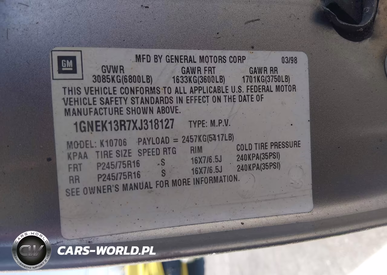 1999 Chevrolet Tahoe Ls VIN:1GNEK13R7XJ318127 - 9