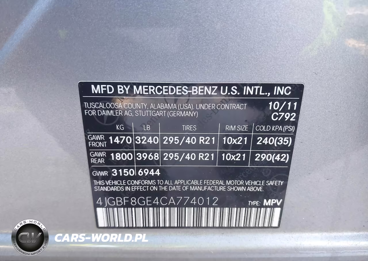 2012 Mercedes-Benz Gl 550 4Matic VIN:4JGBF8GE4CA774012 - 9
