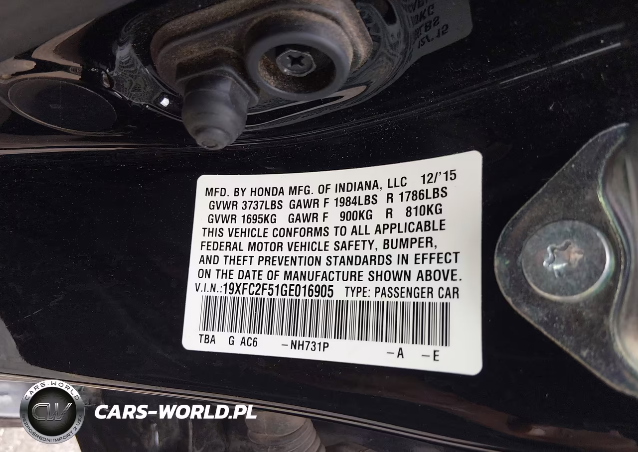 2016 Honda Civic Lx VIN:19XFC2F51GE016905 - 9