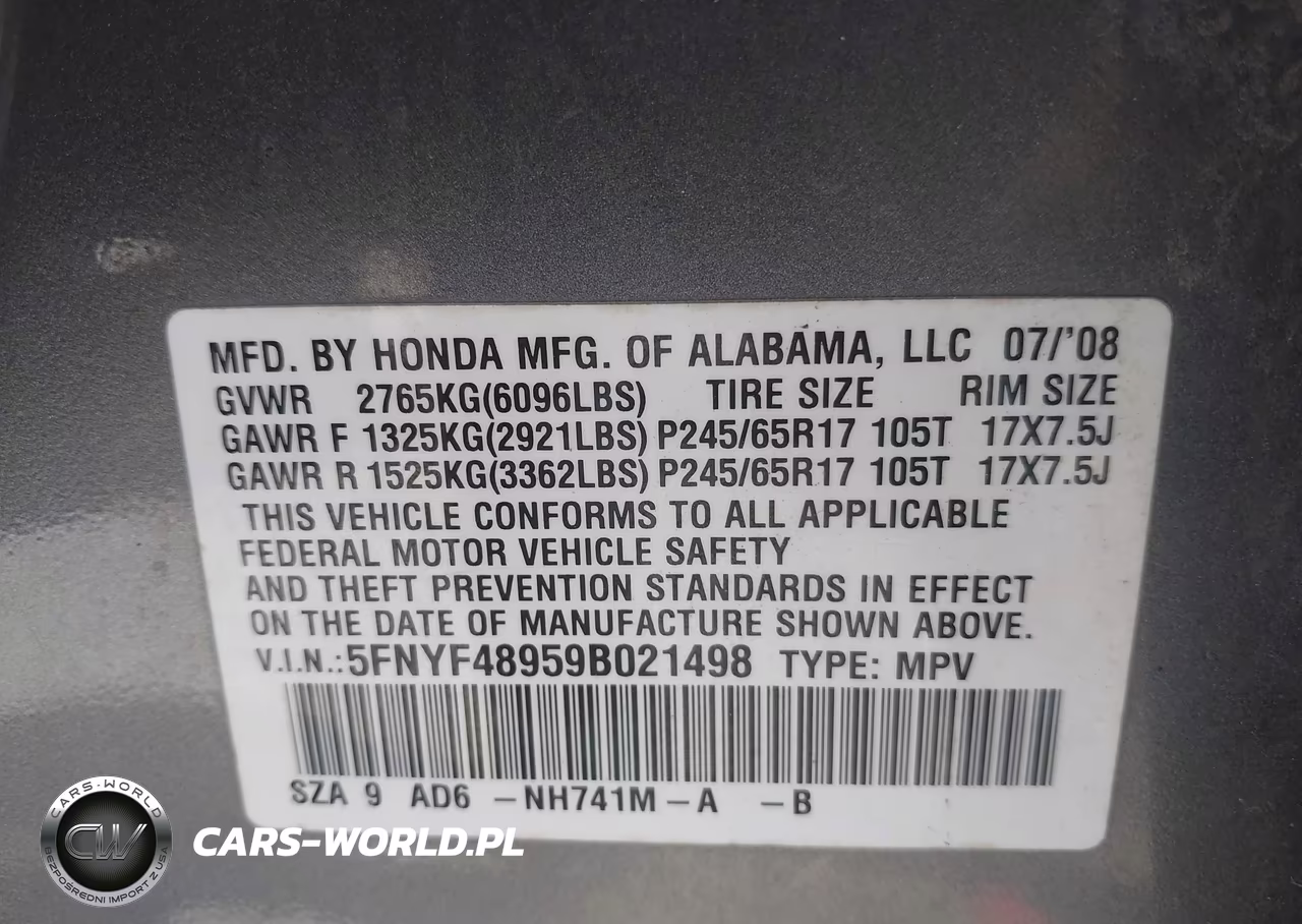 2009 Honda Pilot Touring VIN:5FNYF48959B021498 - 9
