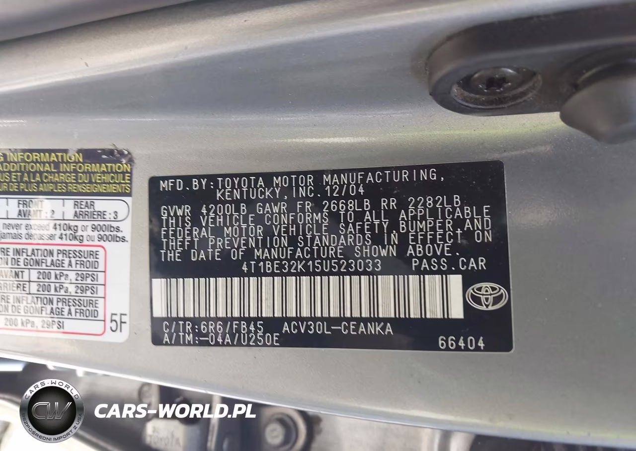 2005 Toyota Camry Le VIN:4T1BE32K15U523033 - 9