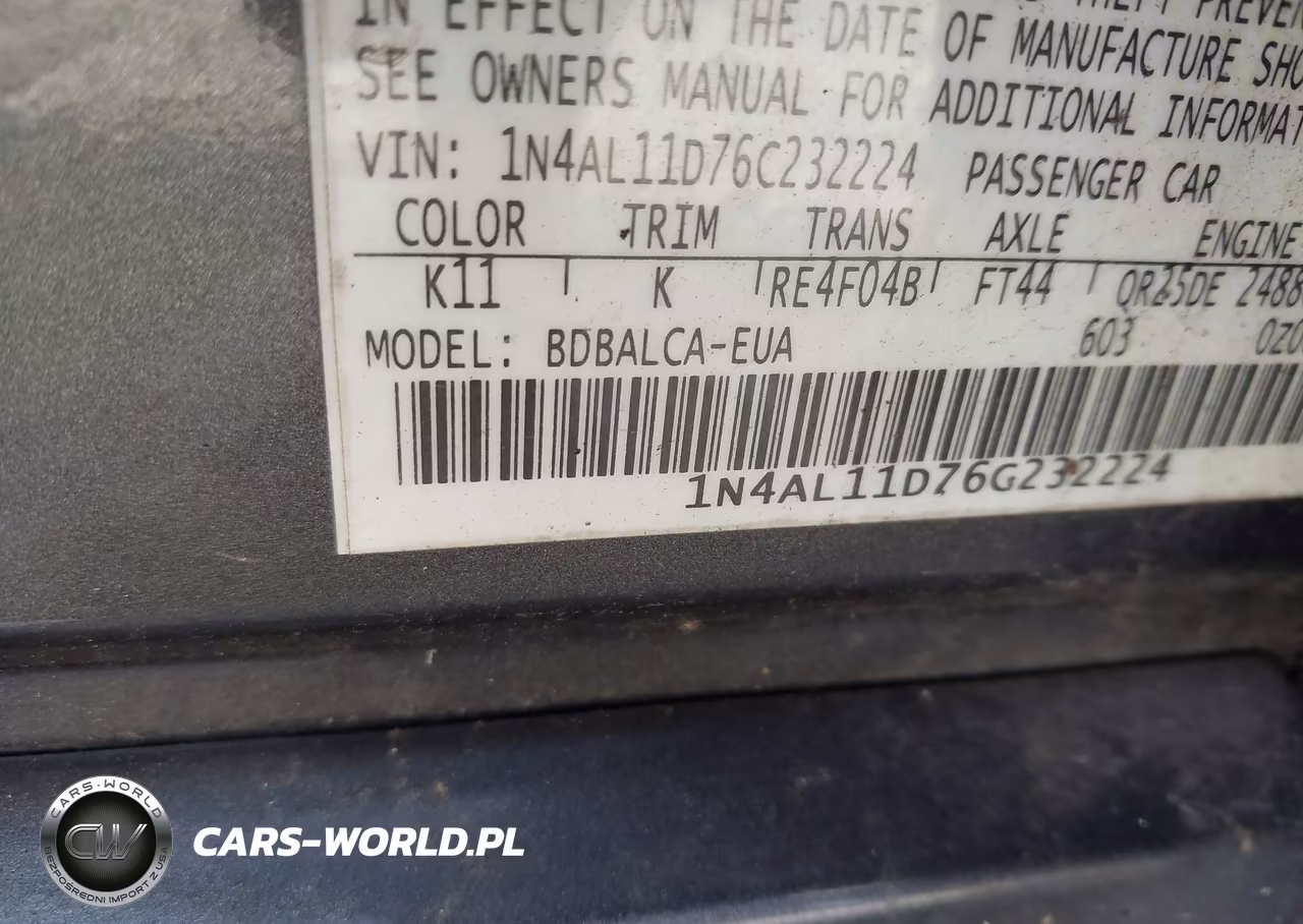 2006 Nissan Altima 2.5 S VIN:1N4AL11D76C232224 - 9