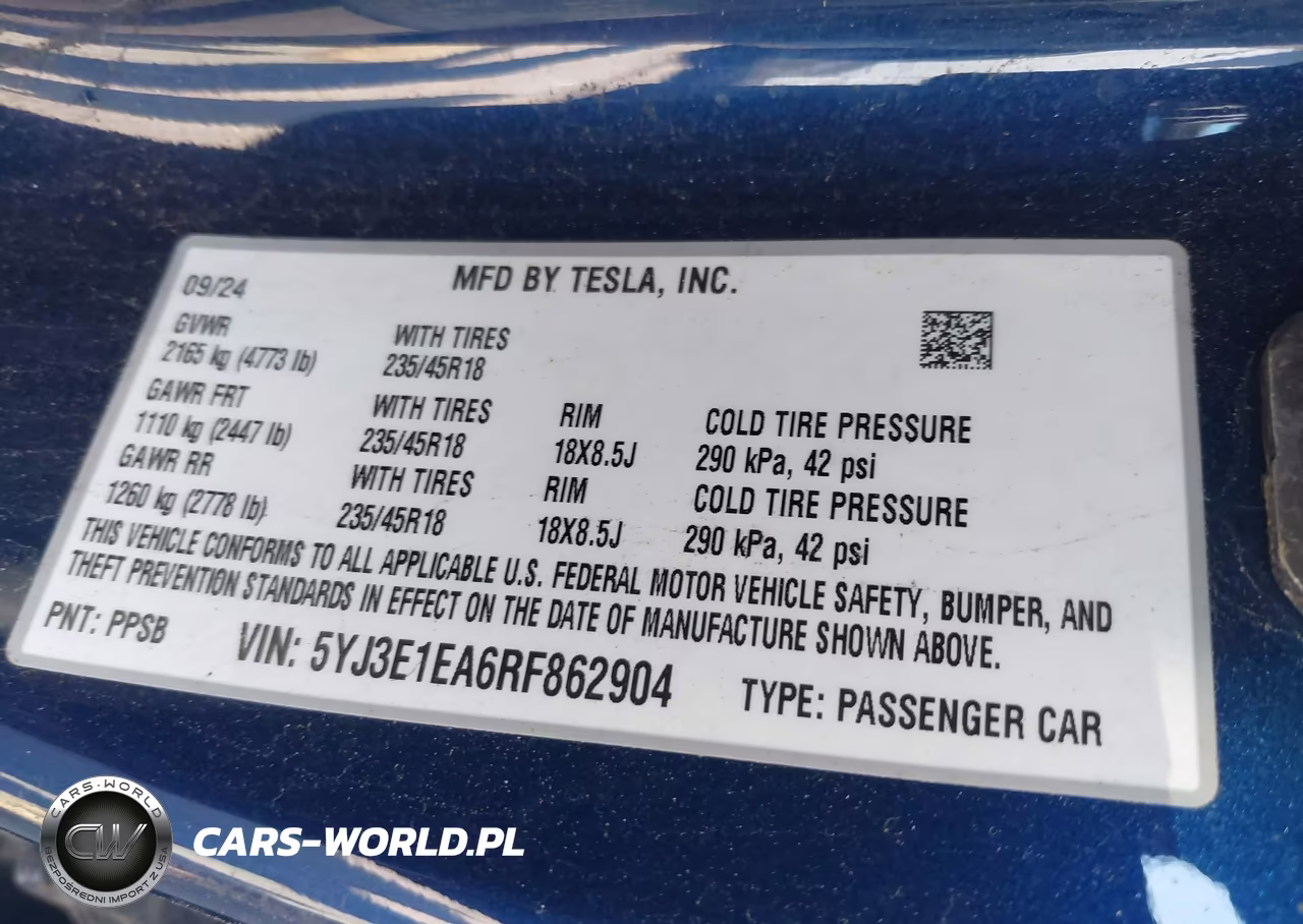 2024 Tesla Model 3 Long Range Dual Motor All-Wheel Drive-Rear-Wheel Drive VIN:5YJ3E1EA6RF862904 - 9