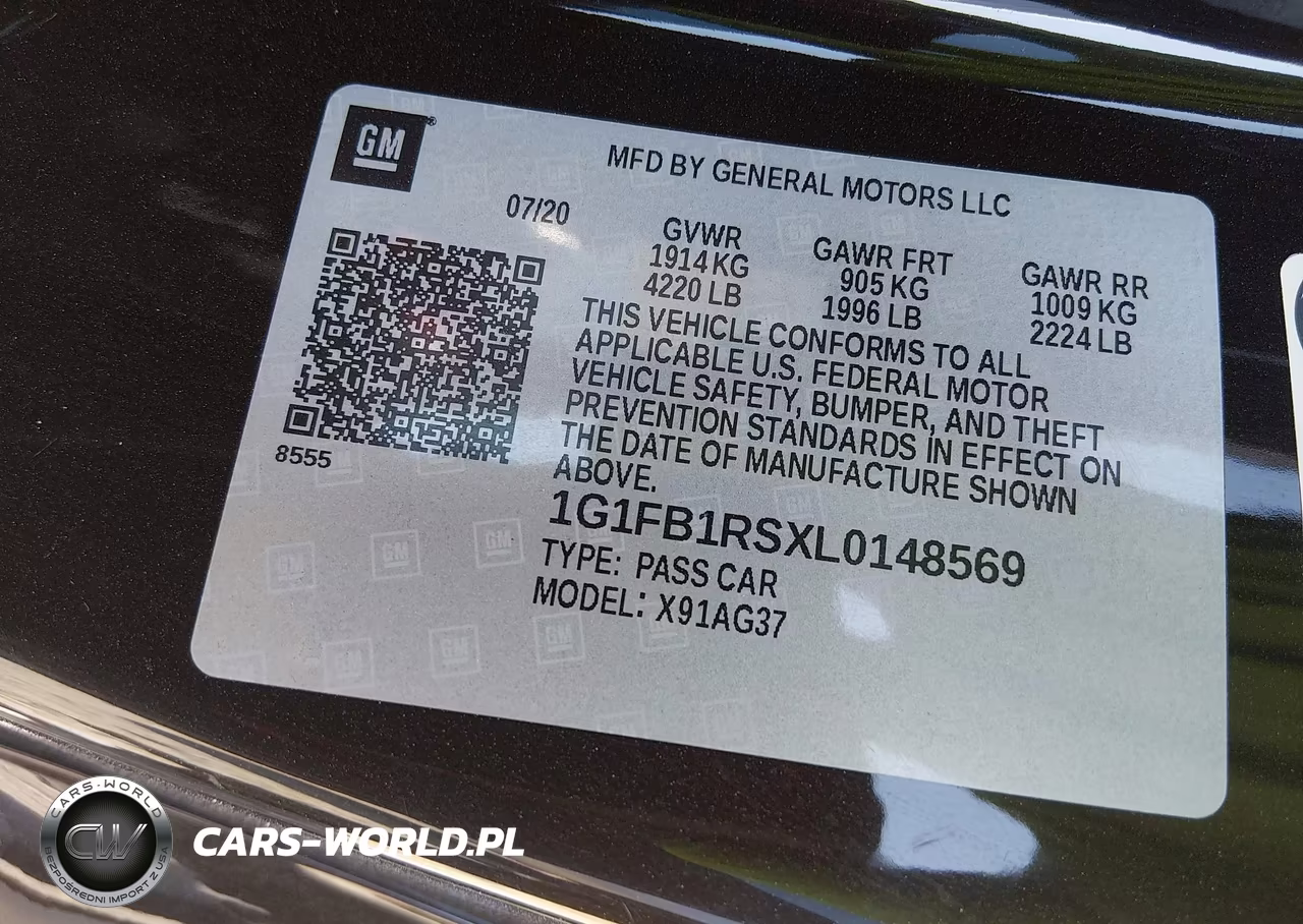 2020 Chevrolet Camaro Ls VIN:1G1FB1RSXL0148569 - 9