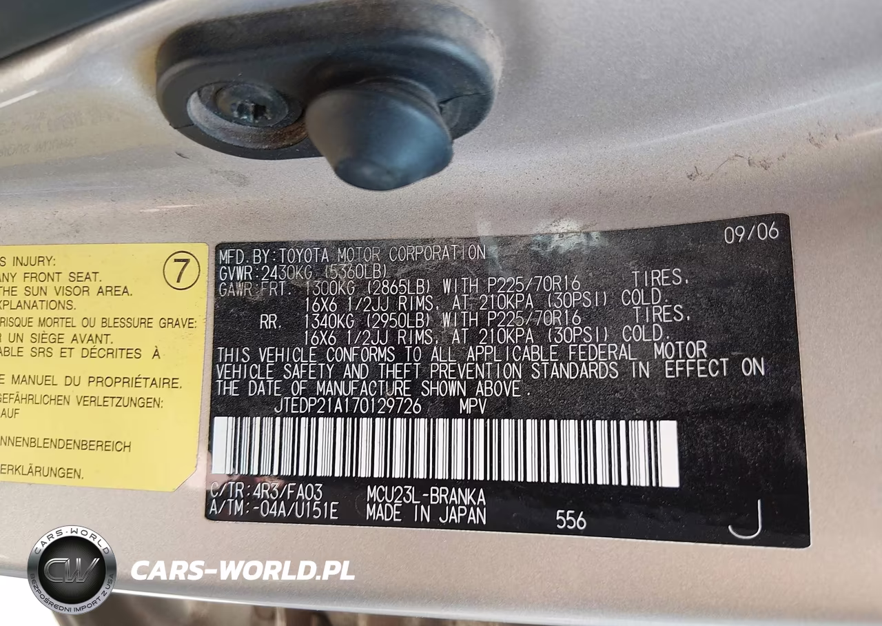 2007 Toyota Highlander V6 VIN:JTEDP21A170129726 - 9