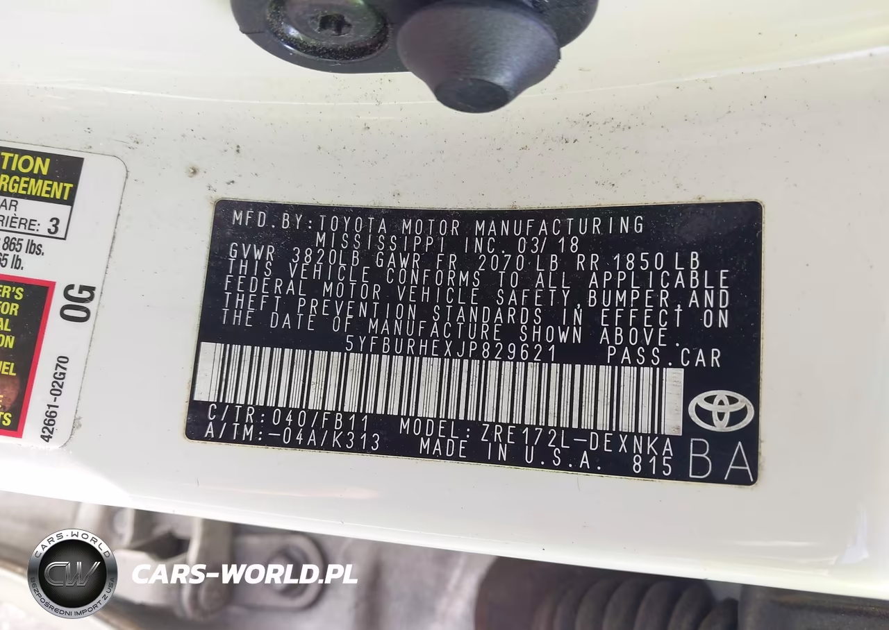 2018 Toyota Corolla Le VIN:5YFBURHEXJP829621 - 9