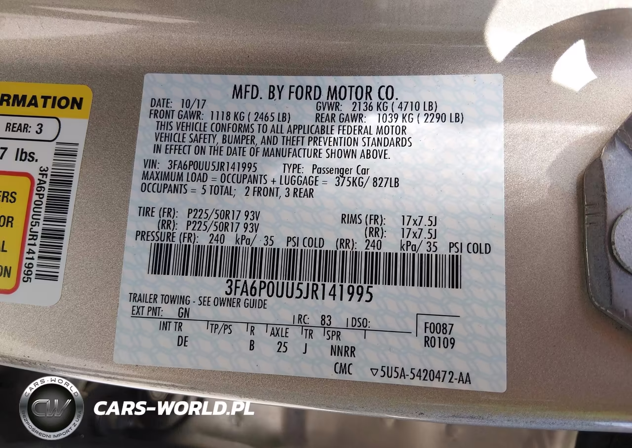 2018 Ford Fusion Hybrid S VIN:3FA6P0UU5JR141995 - 9