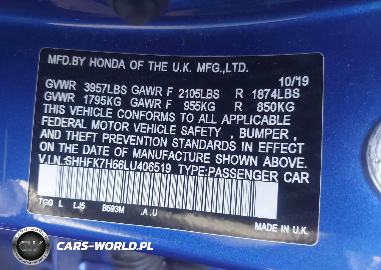2020 Honda Civic Ex VIN:SHHFK7H66LU406519 - 9