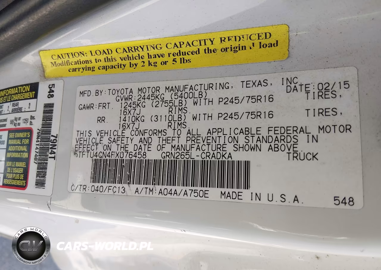 2015 Toyota Tacoma Prerunner V6 VIN:5TFTU4GN4FX076458 - 9