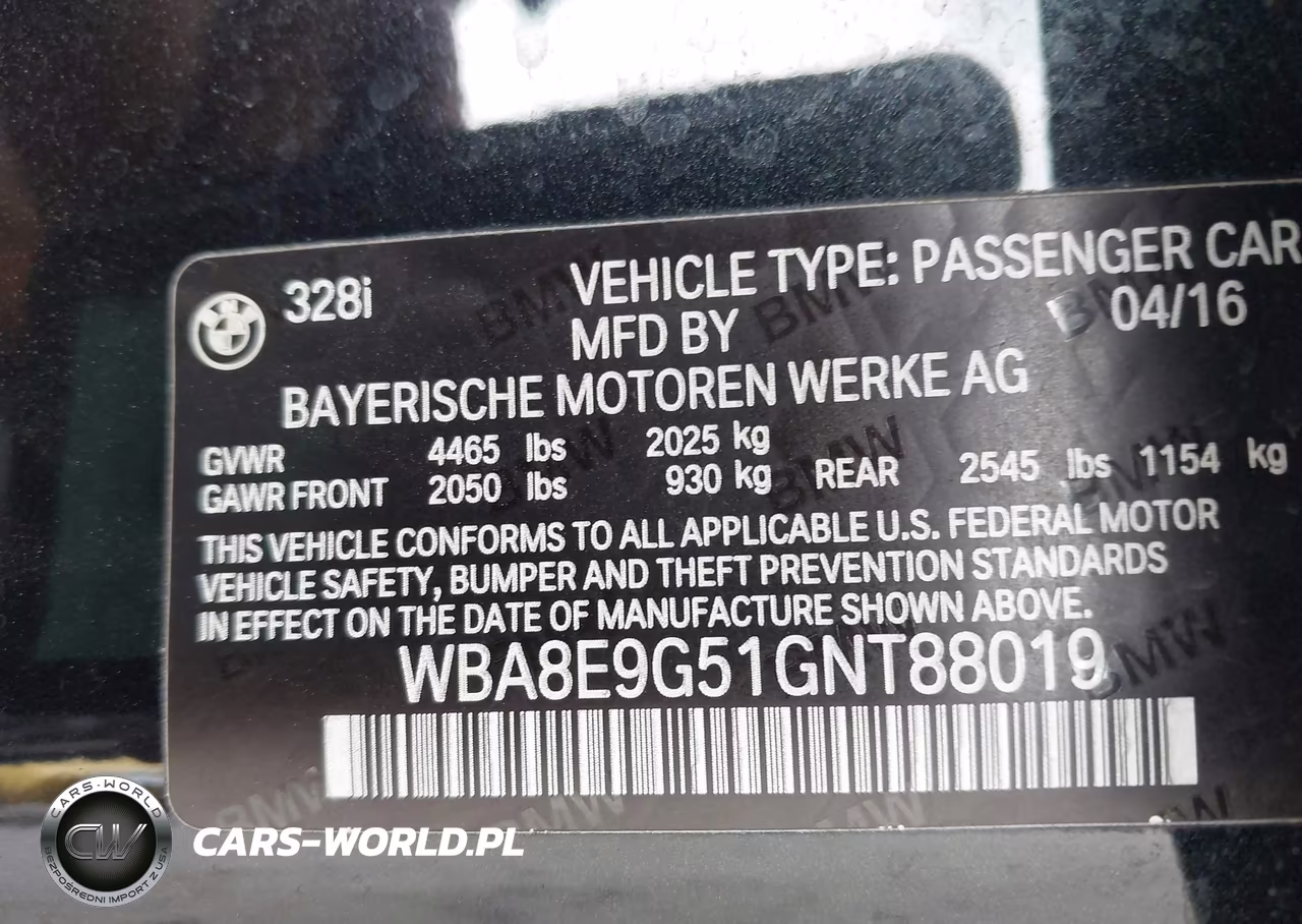 2016 BMW 328I VIN:WBA8E9G51GNT88019 - 9