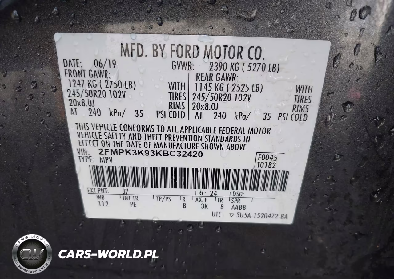 2019 Ford Edge Titanium VIN:2FMPK3K93KBC32420 - 9