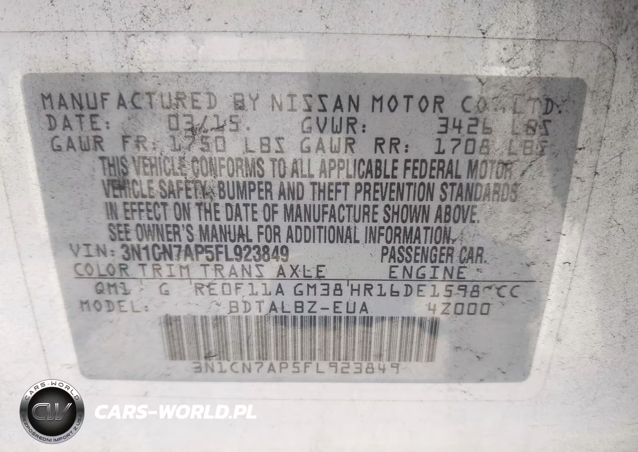 2015 Nissan Versa 1.6 Sv VIN:3N1CN7AP5FL923849 - 9