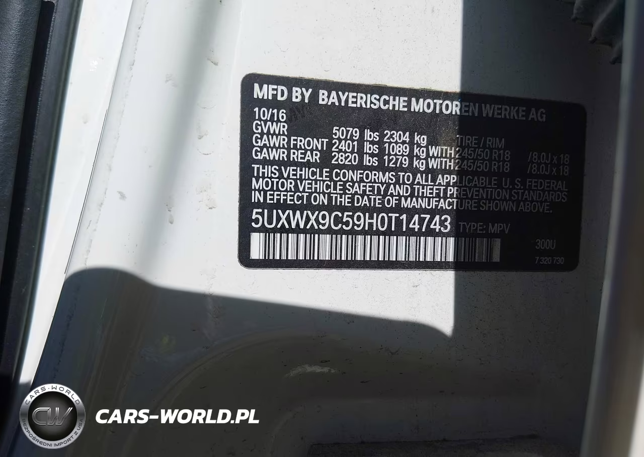 2017 BMW X3 xDrive28I VIN:5UXWX9C59H0T14743 - 9