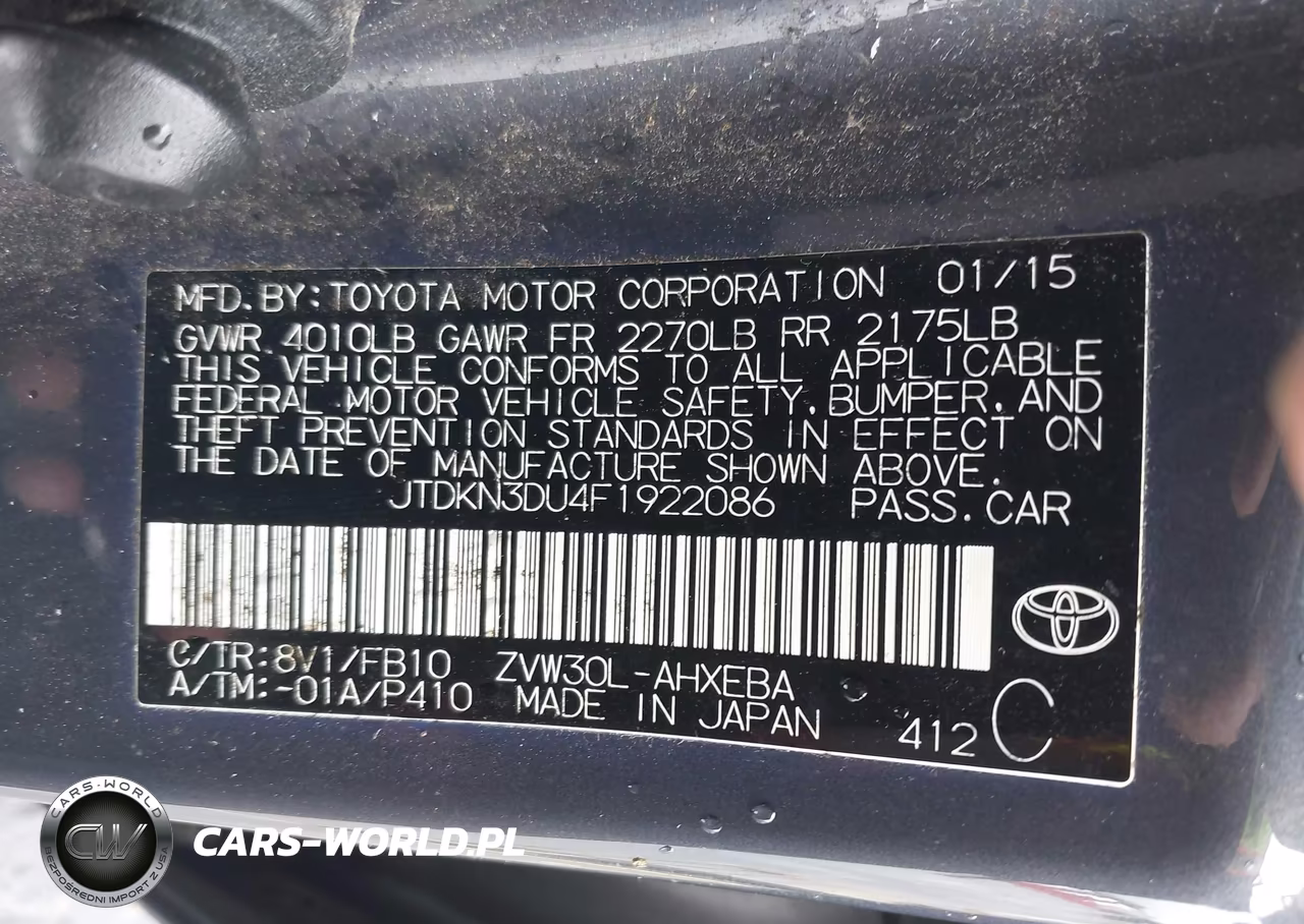 2015 Toyota Prius Two VIN:JTDKN3DU4F1922086 - 9