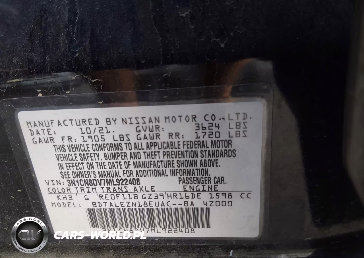 2021 Nissan Versa S Xtronic Cvt VIN:3N1CN8DV7ML922408 - 9