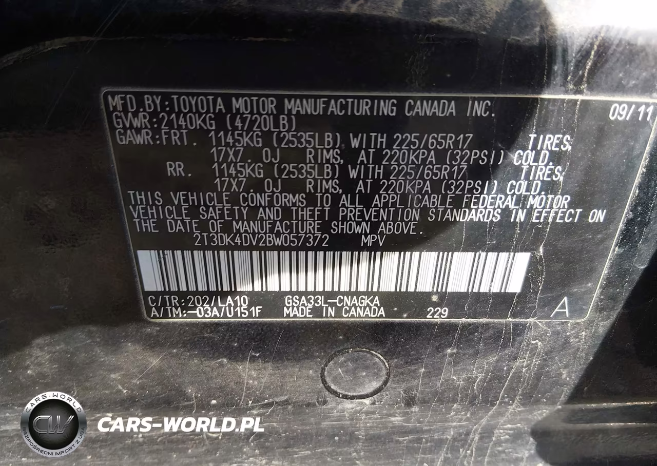 2011 Toyota Rav4 Limited V6 VIN:2T3DK4DV2BW057372 - 9