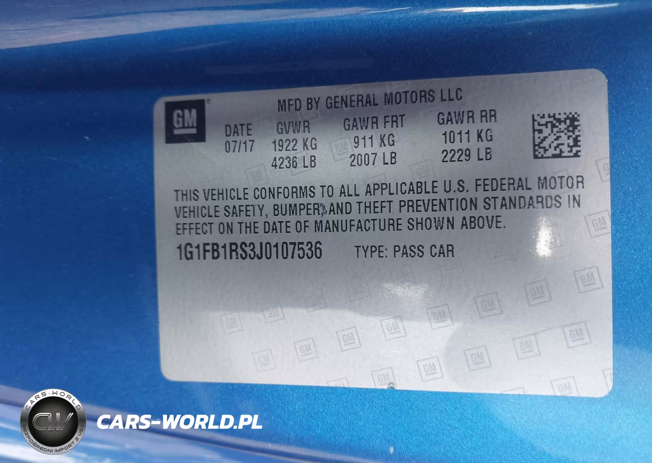 2018 Chevrolet Camaro 1Lt VIN:1G1FB1RS3J0107536 - 9