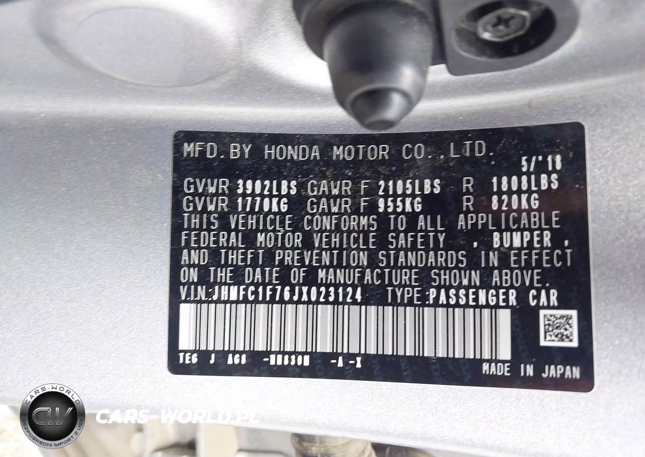2018 Honda Civic Ex-L VIN:JHMFC1F76JX023124 - 9