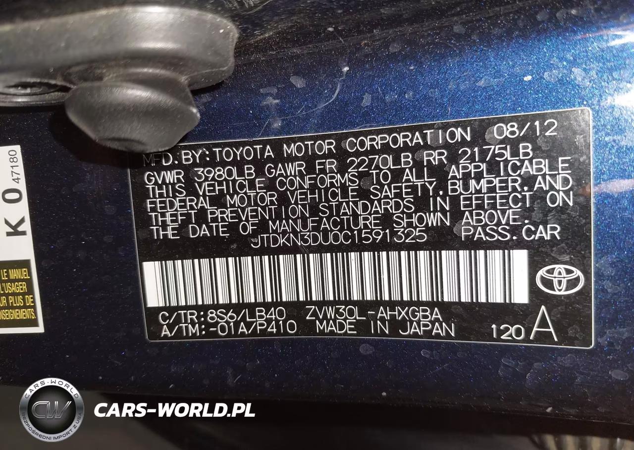 2012 Toyota Prius Five VIN:JTDKN3DU0C1591325 - 9