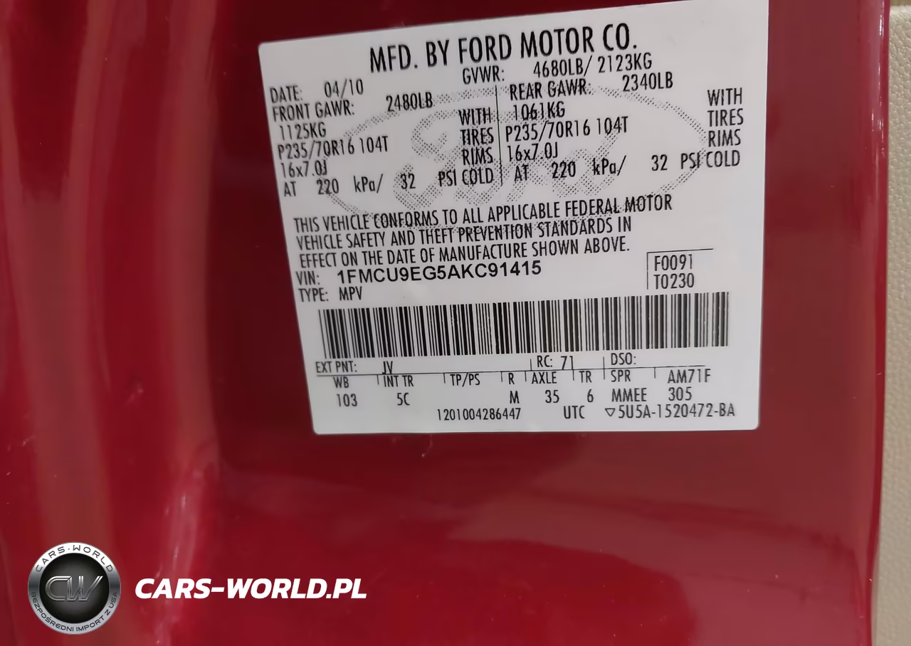 2010 Ford Escape Limited VIN:1FMCU9EG5AKC91415 - 9