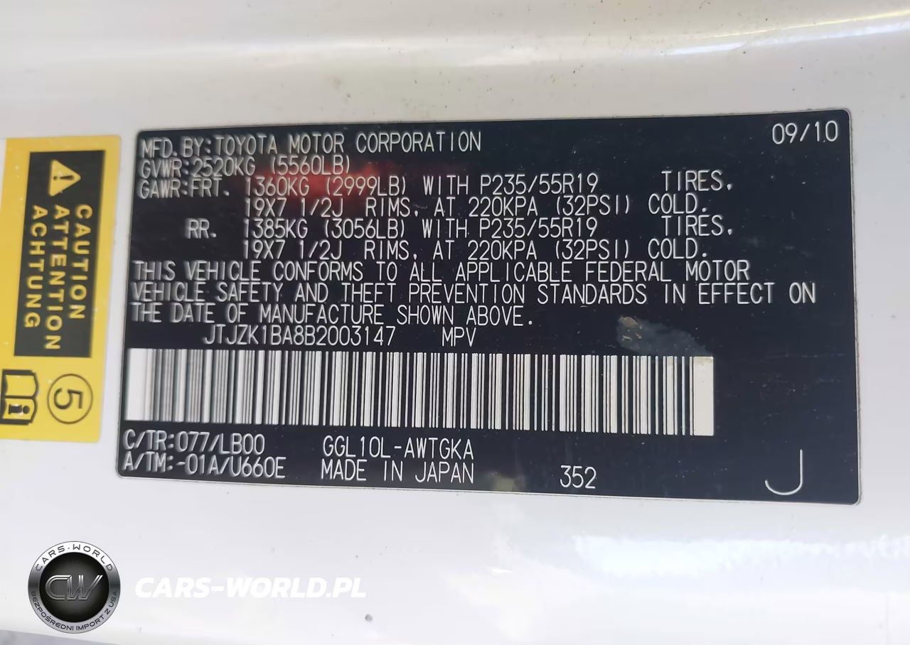2011 Lexus Rx 350 VIN:JTJZK1BA8B2003147 - 9