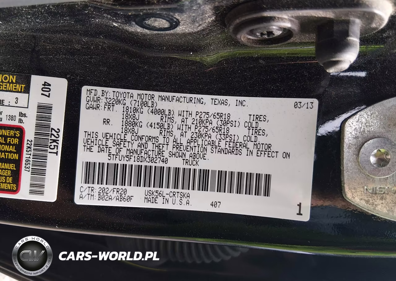 2013 Toyota Tundra Grade 5.7L V8 VIN:5TFUY5F18DX302740 - 9