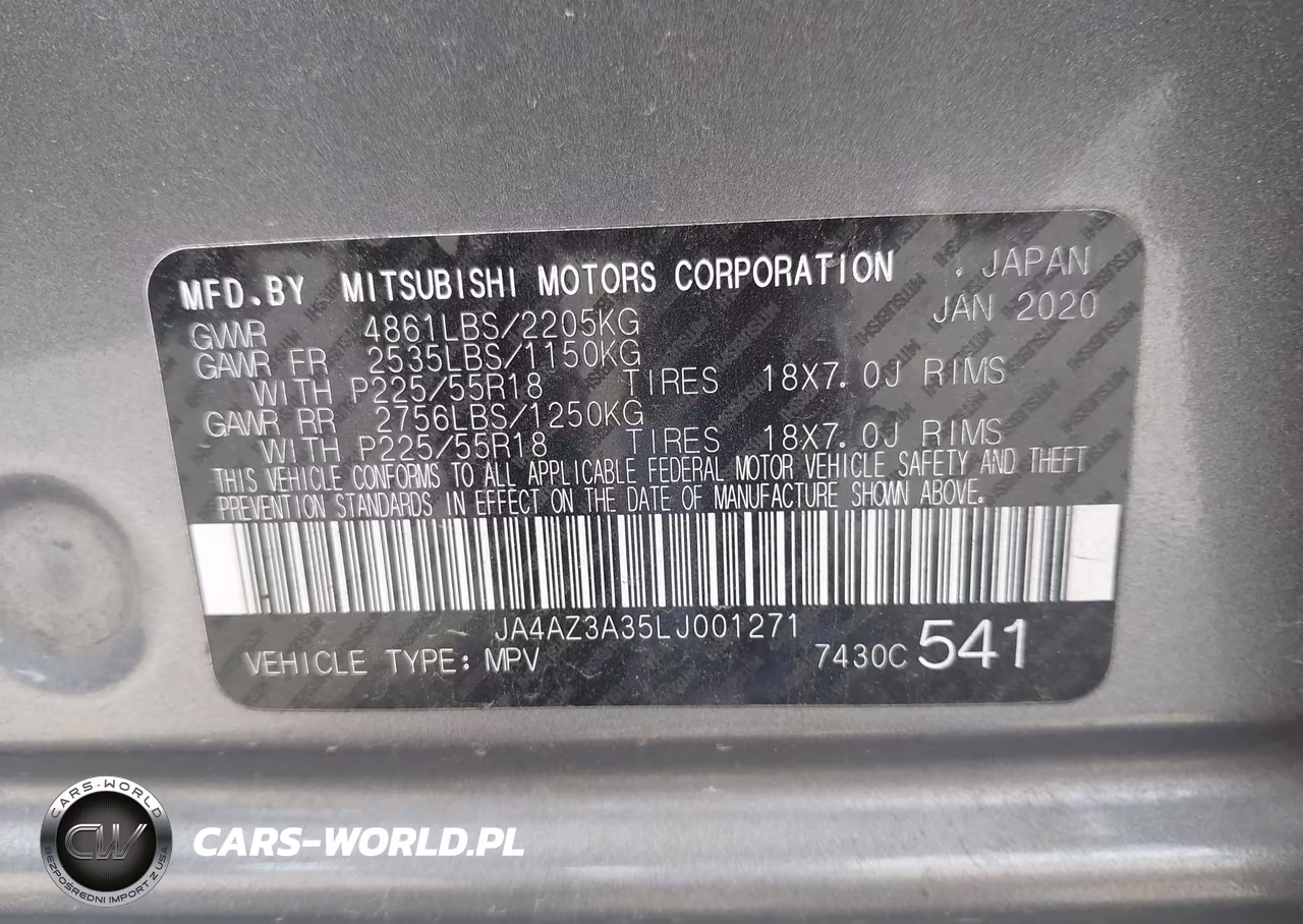 2020 Mitsubishi Outlander Sel 2.4 S-Awc VIN:JA4AZ3A35LJ001271 - 9