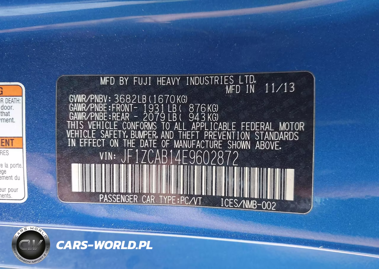 2014 Subaru Brz Premium VIN:JF1ZCAB14E9602872 - 9