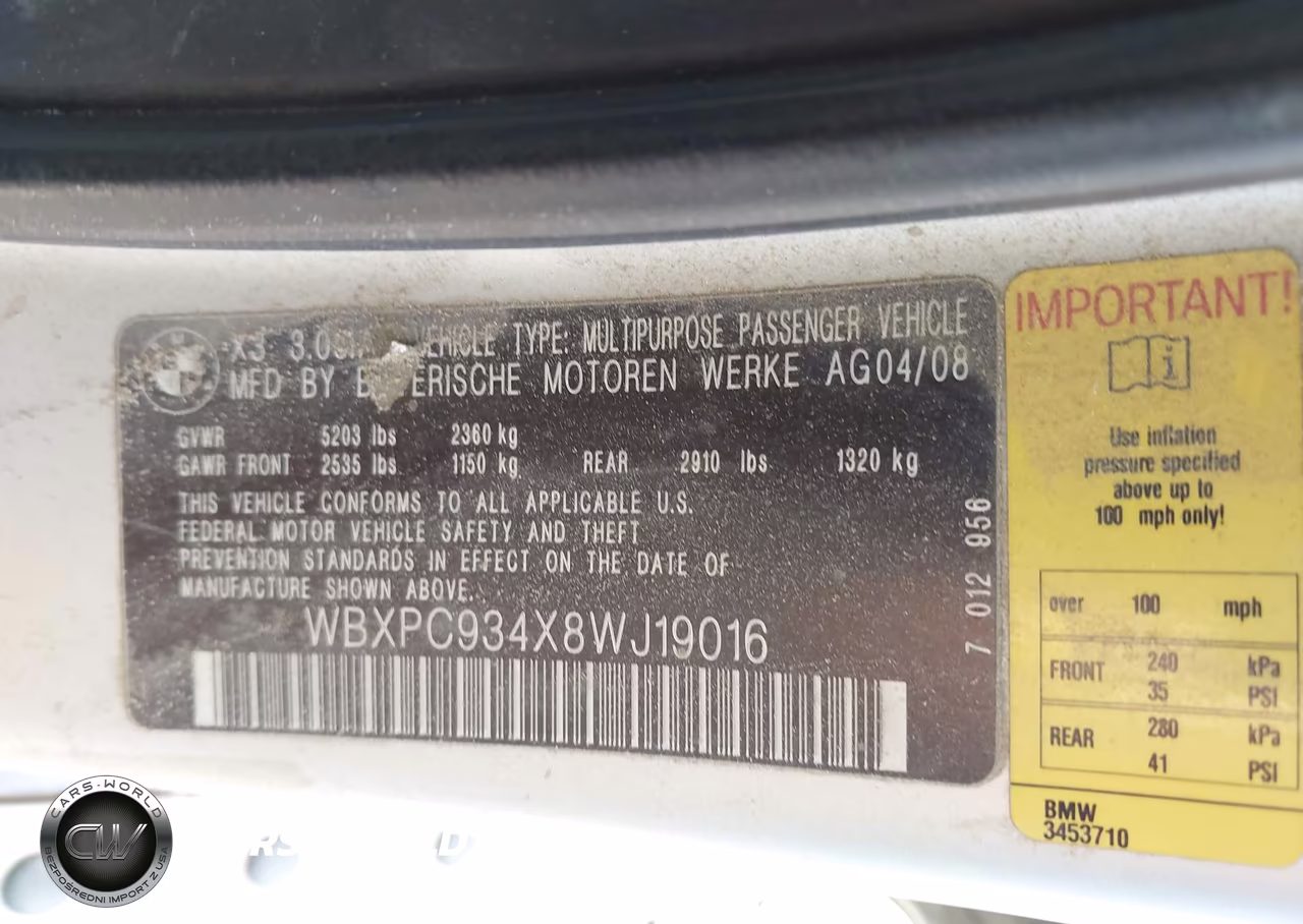 2008 BMW X3 3.0Si VIN:WBXPC934X8WJ19016 - 9