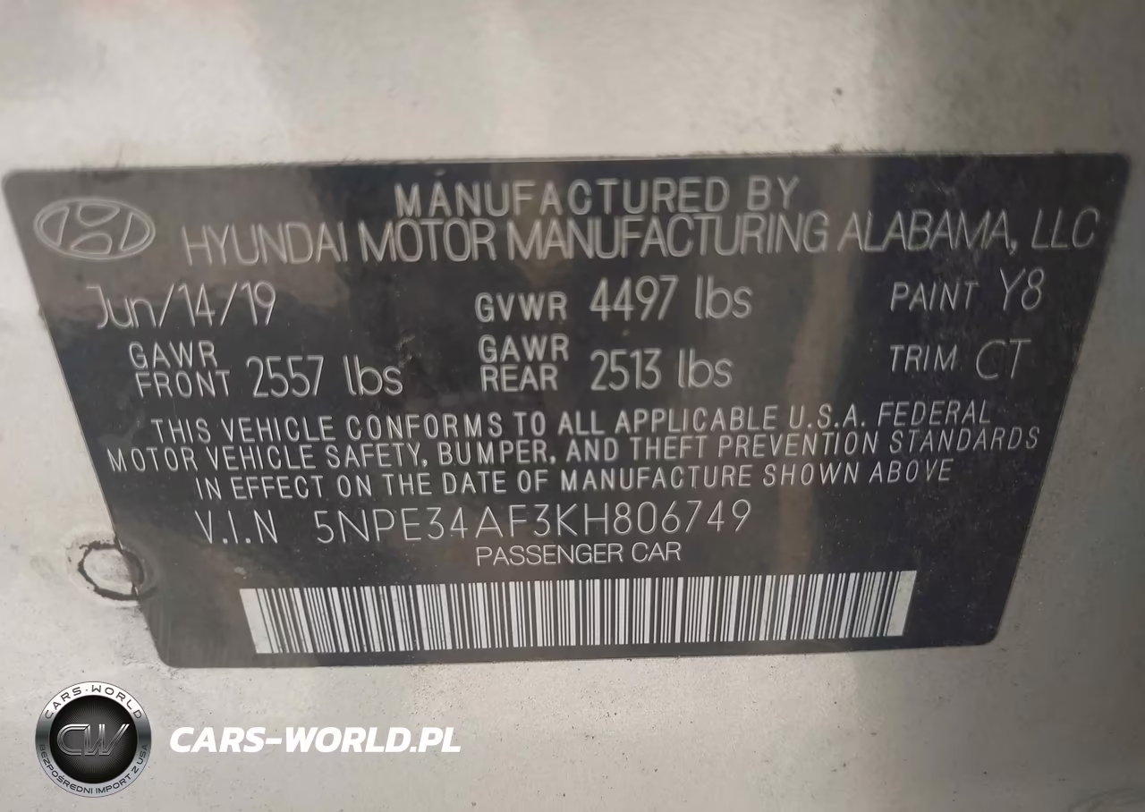 2019 Hyundai Sonata Sport VIN:5NPE34AF3KH806749 - 9