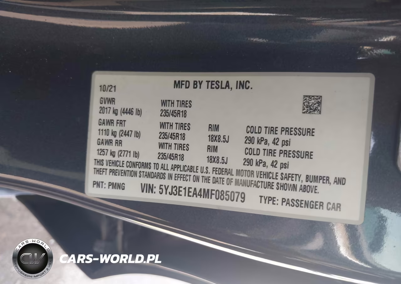 2021 Tesla Model 3 Standard Range Plus Rear-Wheel Drive VIN:5YJ3E1EA4MF085079 - 9