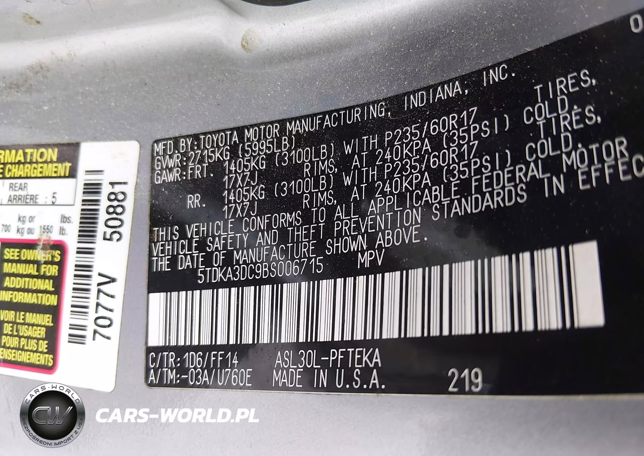 2011 Toyota Sienna VIN:5TDKA3DC9BS006715 - 9